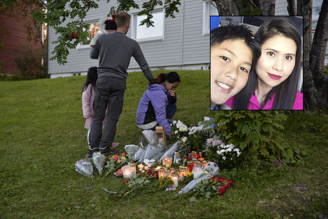  & lt; p & gt; In gRIEF: Many marked his grief  over the murder p & # xE5; Petchngam (12) and  Pimsiri Songngam (37) at & # xE5; leave  flowers outside their home in Kirkenes p & #  xE5; Monday. & lt; / p & gt; 