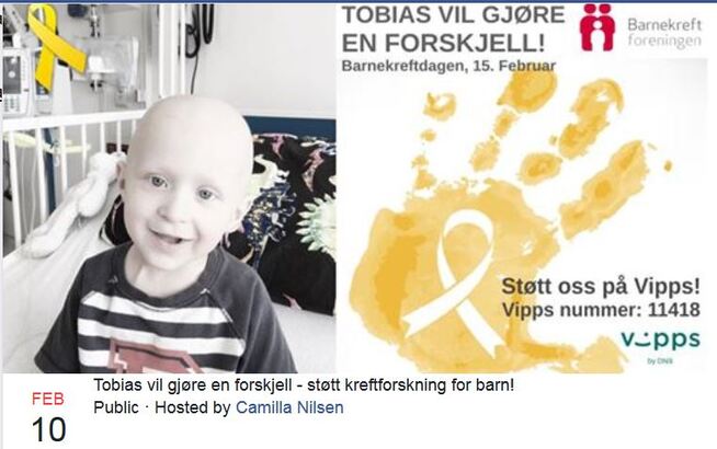 <p>VIL BIDRA: Familien har opprettet en innsamlingsaksjon til Barnekreftforeningens forskningsfond i Tobias' navn.</p>