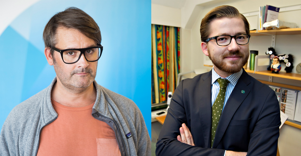 <p>FIKK NEI: Thomas Seltzer (til venstre) fikk avslag på søknaden om å bli norsk statsborger, så lenge han beholdt sitt amerikanske. Det mener Venstres Sveinung Rotevatn er uriktig og gammeldags.</p>