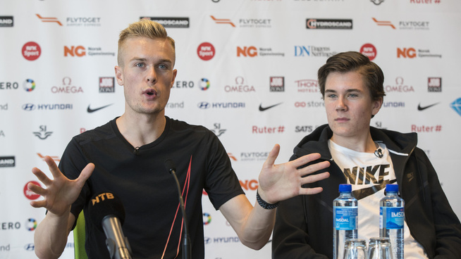 <p>VILLE TILSTANDER: Interessen for prestasjonene tilJakob Ingebrigtsen (t.h.) har vært enorme denne sommeren. Her er ahn på pressekonferanse sammen med Filip før Bislett Games.</p>