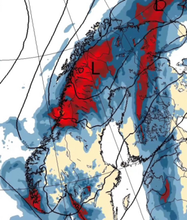 <p>VÅTT SØNDAG: Store deler av Nord-Norge kan få 40–60 mm nedbør søndag.</p>