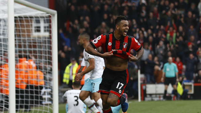 <p>SOLID FORM: Joshua King jubler etter å ha satt inn sitt tredje mål mot West Ham sist helg.</p>