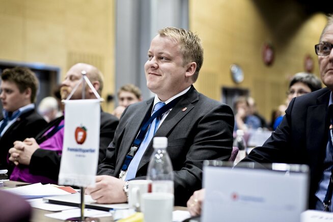 <p>FrPs arbeidspolitiske talsmann, Erlend Wiborg, </p>