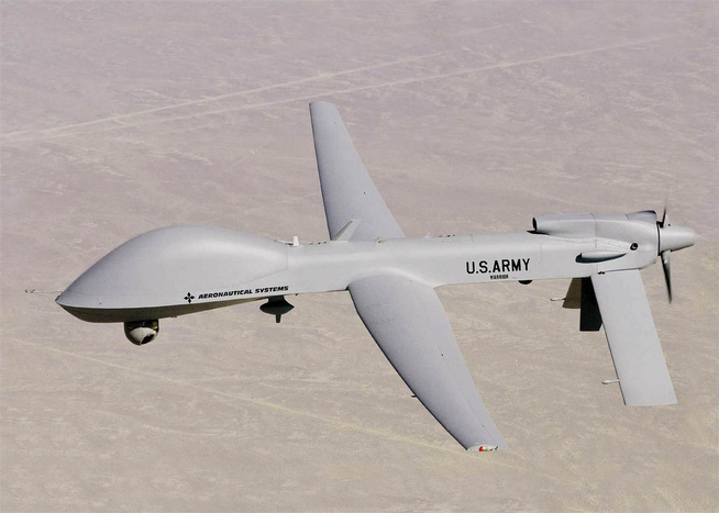 <p>FØRERLØS DRAPSMASKIN: President Barack Obama gjennomførte 563 droneangrep i løpet av sine åtte år som president fra 2008 til 2016. I de åtte foregående årene under president George W. Bush utførte USA 57 droneangrep. Her er dronen MQ-1C Warrior UAV (Unmanned Aerial Vehicle).</p>
