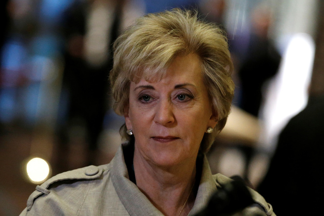 <p>TIDLIGERE DIREKTØR: Linda McMahon er en av få kvinner, men en av mange rikinger blant de som skal styre i Trumps USA.</p>